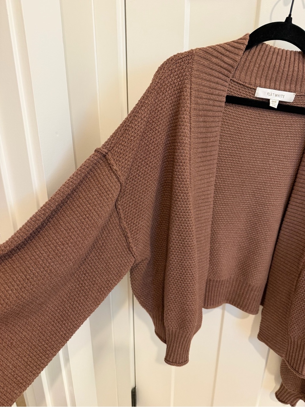 Flat White from Anthropologie Women's Open Front Chunky Cardigan Brown - Picture 2 of 5